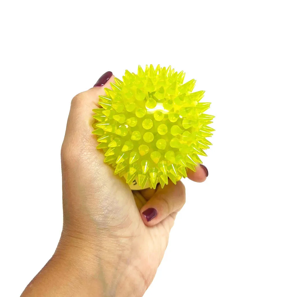 4 PC LED Spike Dog Balls Squeaky Light-up Pet Toys Fetch Chew Puppy Teething Toy