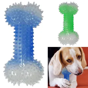6.5" Rubber Spike Dog Bone Ball Fetching Pet Play Toys Squeaky Chew Puppy Fun
