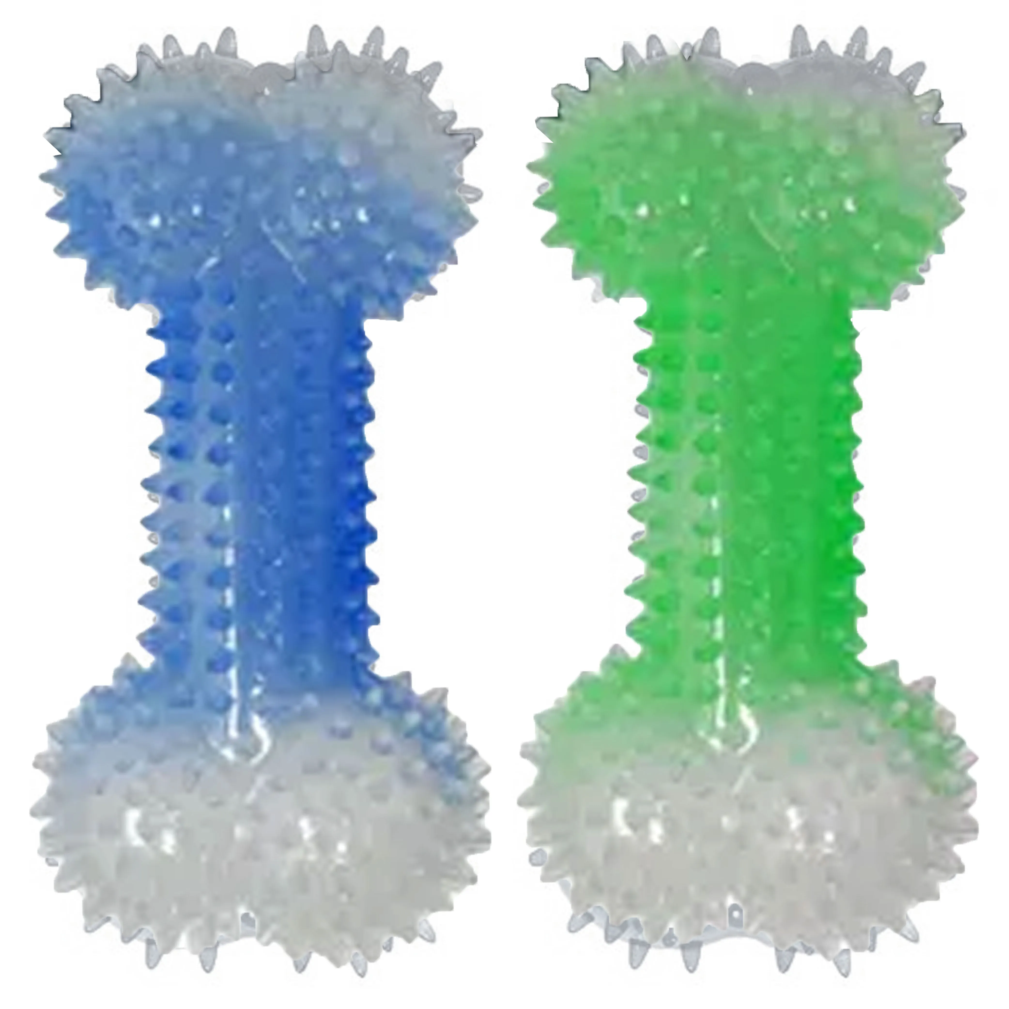 6.5" Rubber Spike Dog Bone Ball Fetching Pet Play Toys Squeaky Chew Puppy Fun