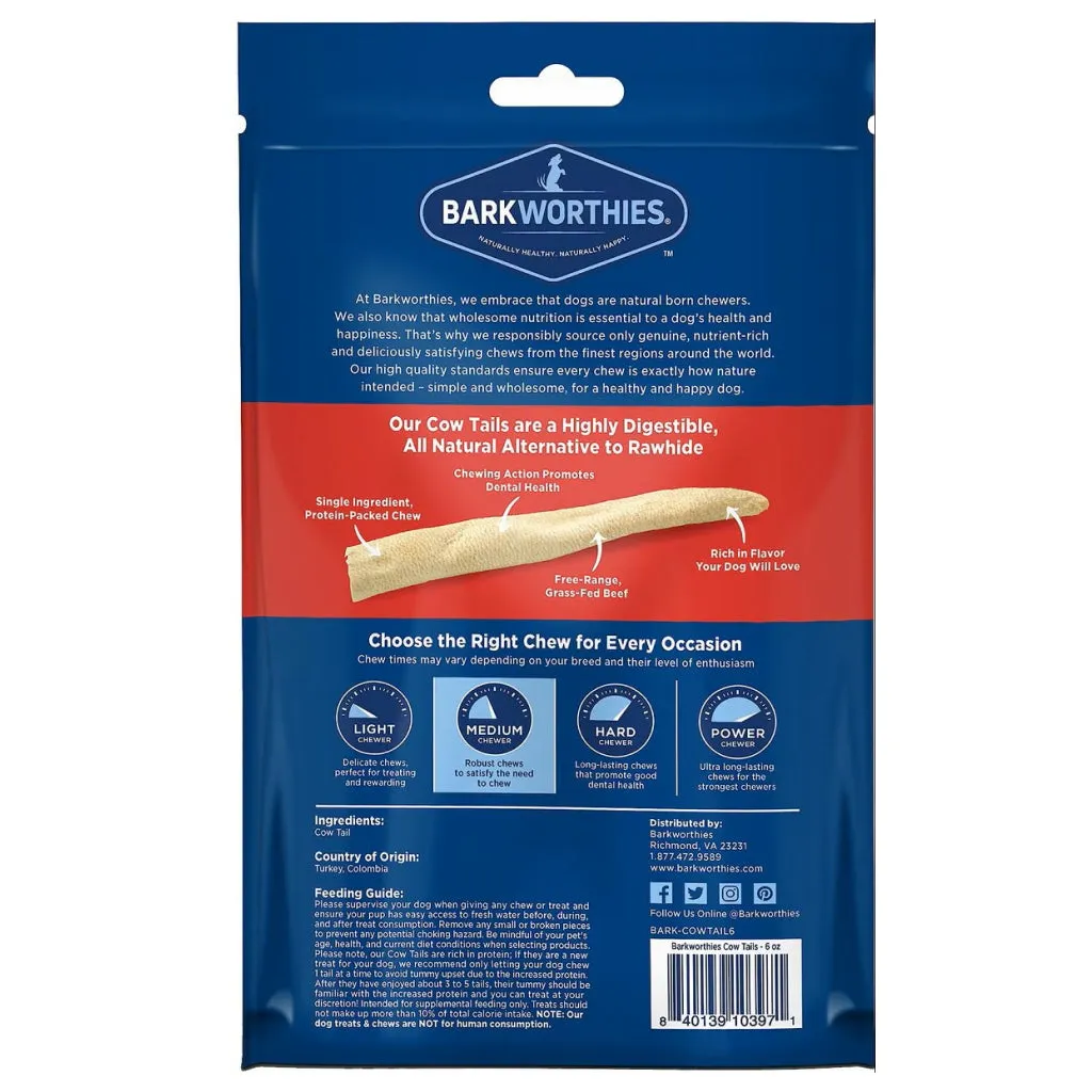 Barkworthies Cow Tails Treats For Dogs (6 oz)