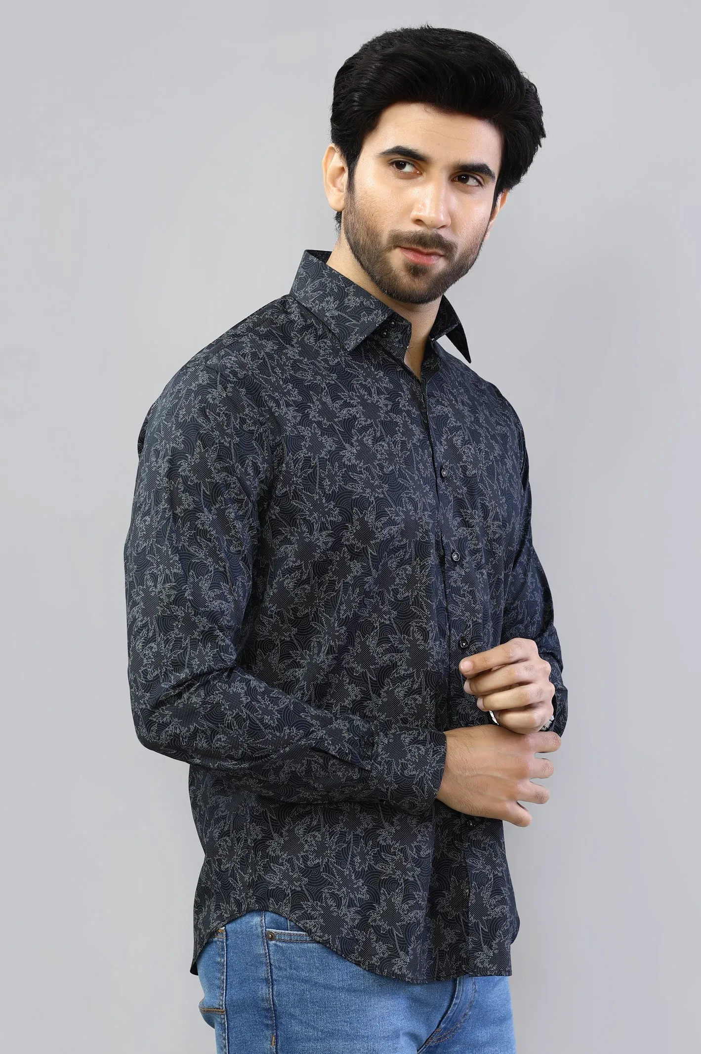 Black Printed Casual Milano Shirt