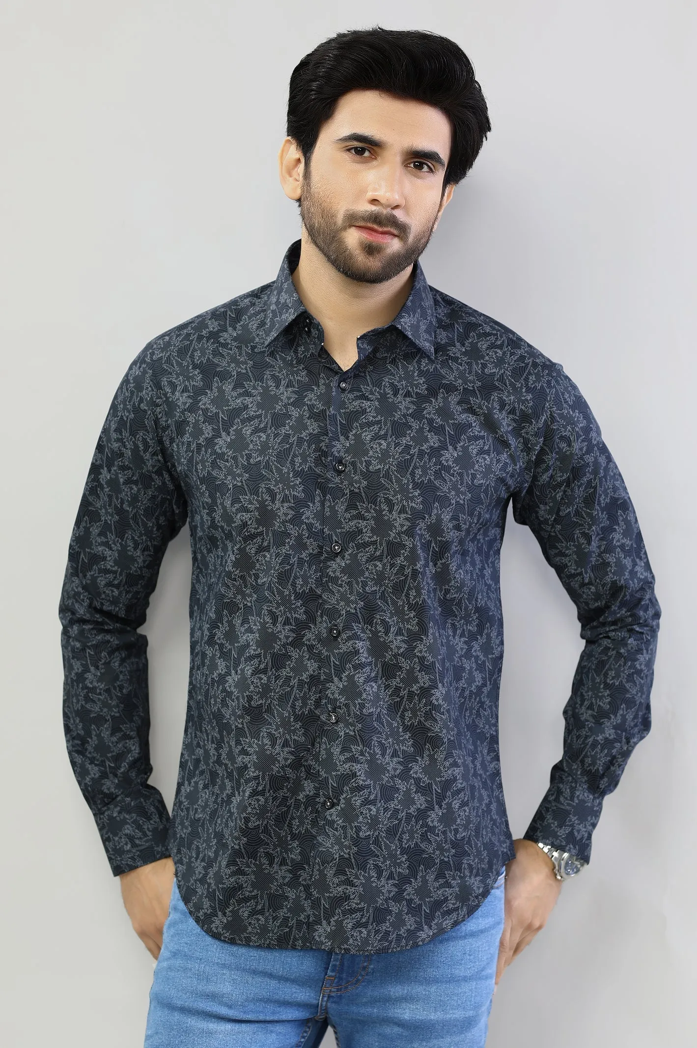 Black Printed Casual Milano Shirt
