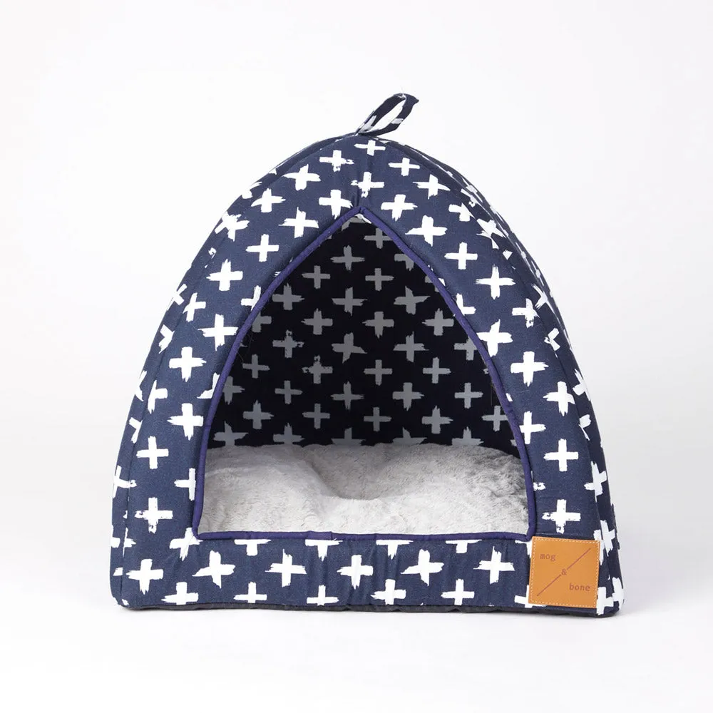 Cat Igloo - Navy Cross Print