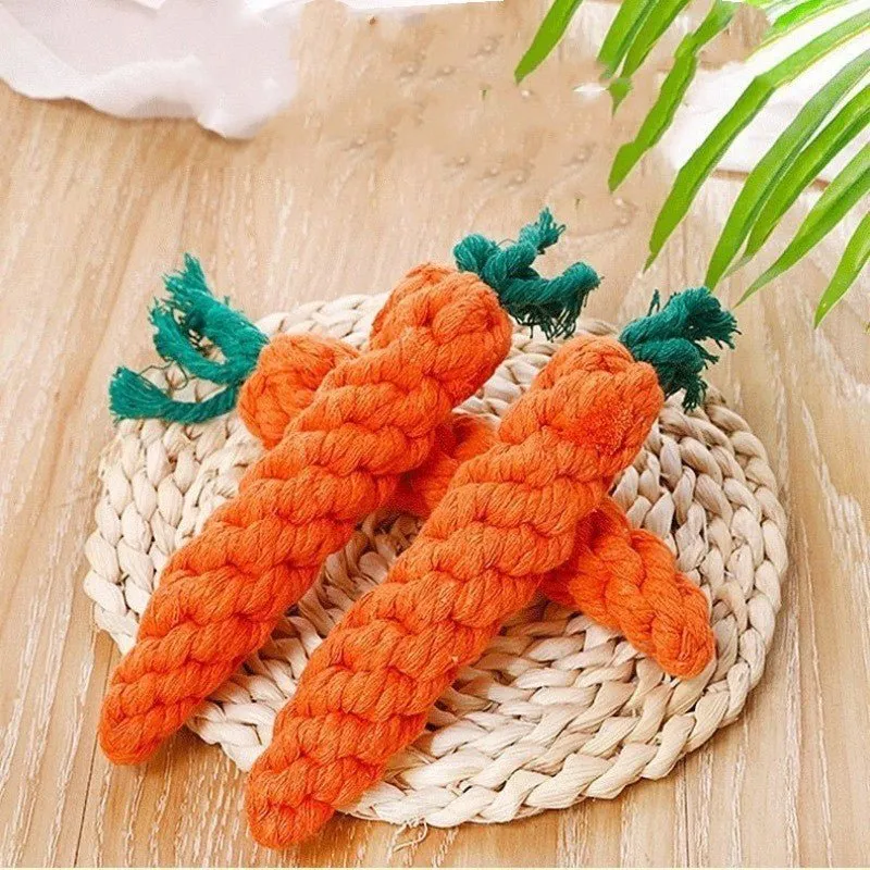 Cotton String Carrot Molar Teeth Cleaning Bite-Resistant Dog Toy