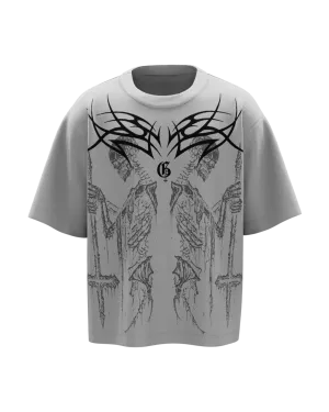 Cursed Unisex Crystal Grey Oversized Tshirt