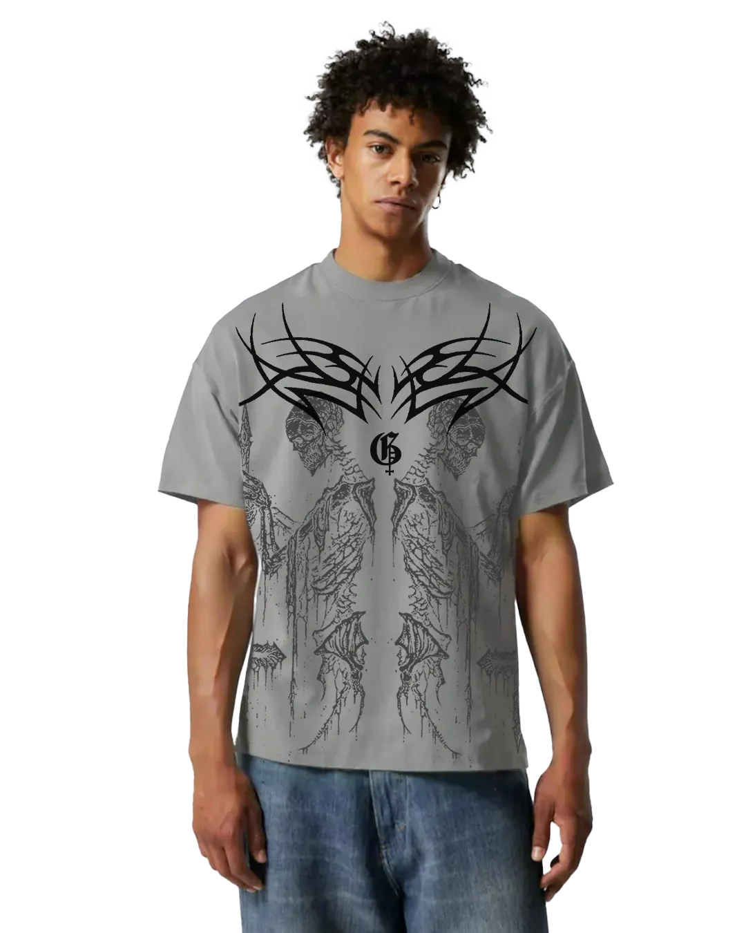 Cursed Unisex Crystal Grey Oversized Tshirt