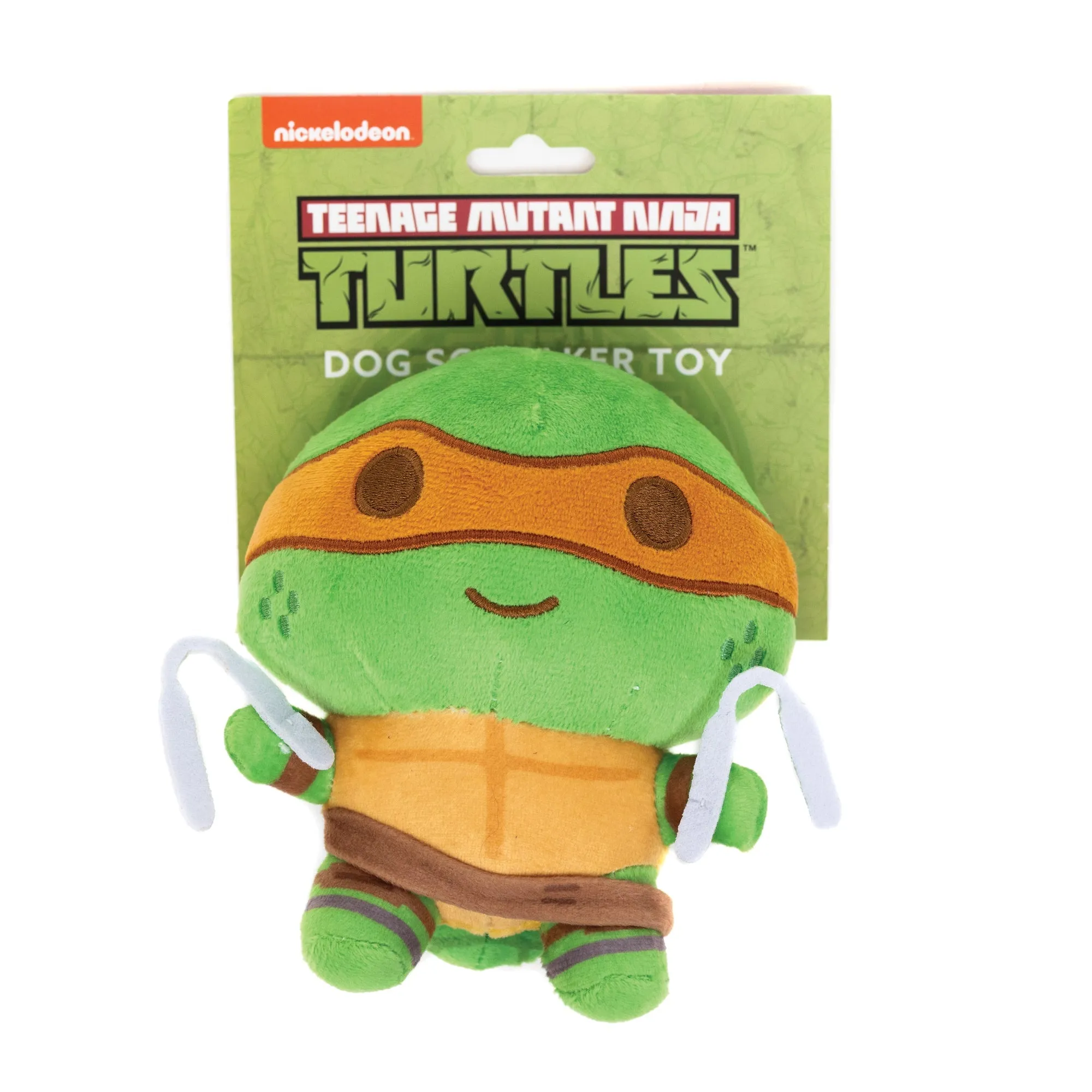 Dog Toy Squeaker Plush - Teenage Mutant Ninja Turtles Michelangelo Full Body Nunchucks Pose Orange by Buckle-Down