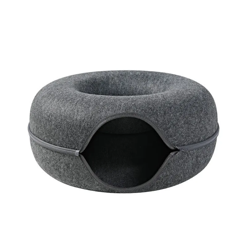 Dual-Use Donut Cat Bed & Tunnel