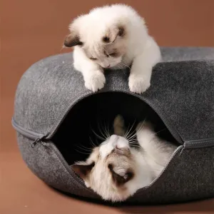Dual-Use Donut Cat Bed & Tunnel