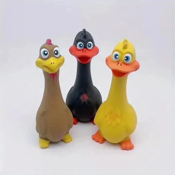 Duck/Chicken Chew Toy - Tough & Squeaky for Dogs