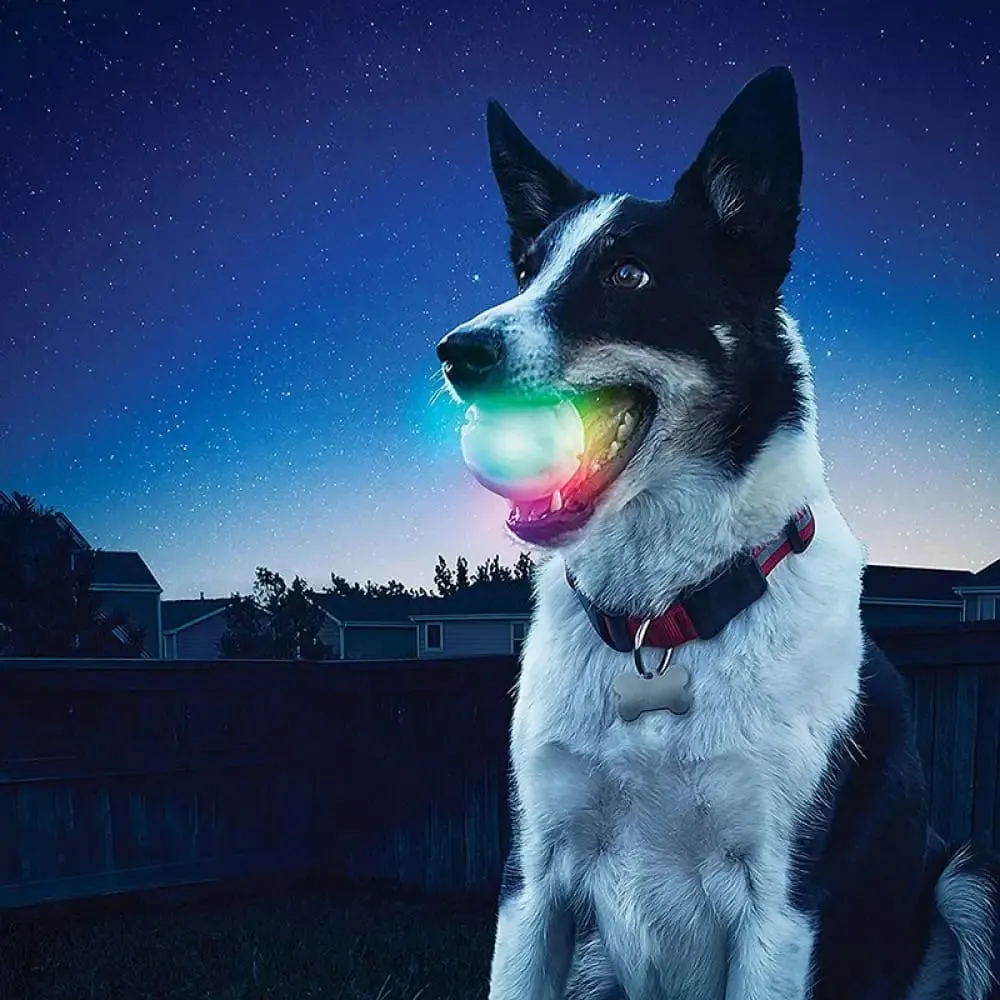 Durable Bouncy Slobber Proof Led Activation Auto Shut-off Dog Ball for Small Medium Large Dog