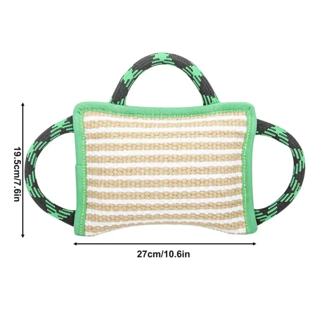 Durable Tough Bite Pillow with Linen 3 Handles for Medium, Large Dogs Interactive Playing