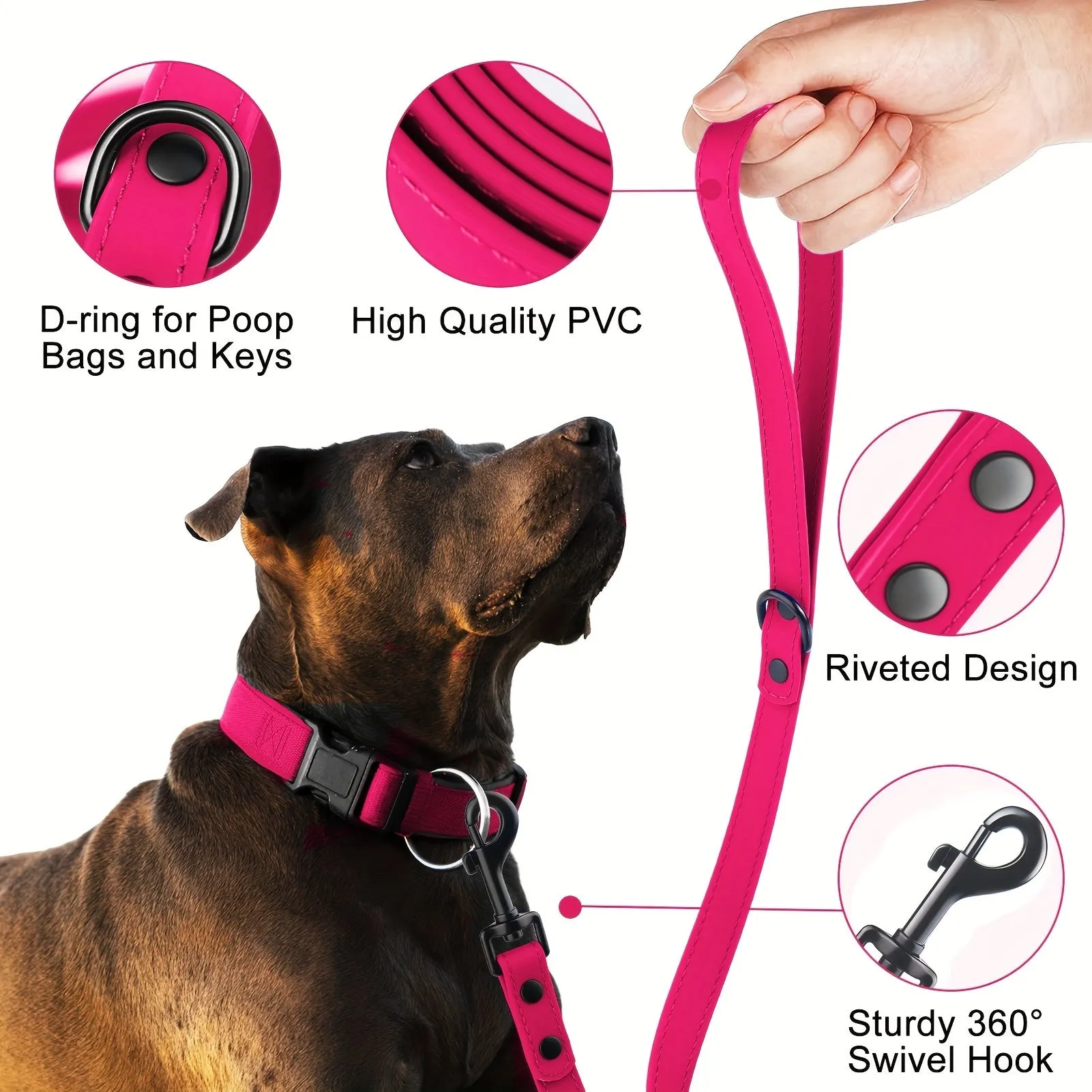 Durable Waterproof PVC Dog Leash - Easy to Clean, Durable Dog Walking Lead for Outdoor Adventures