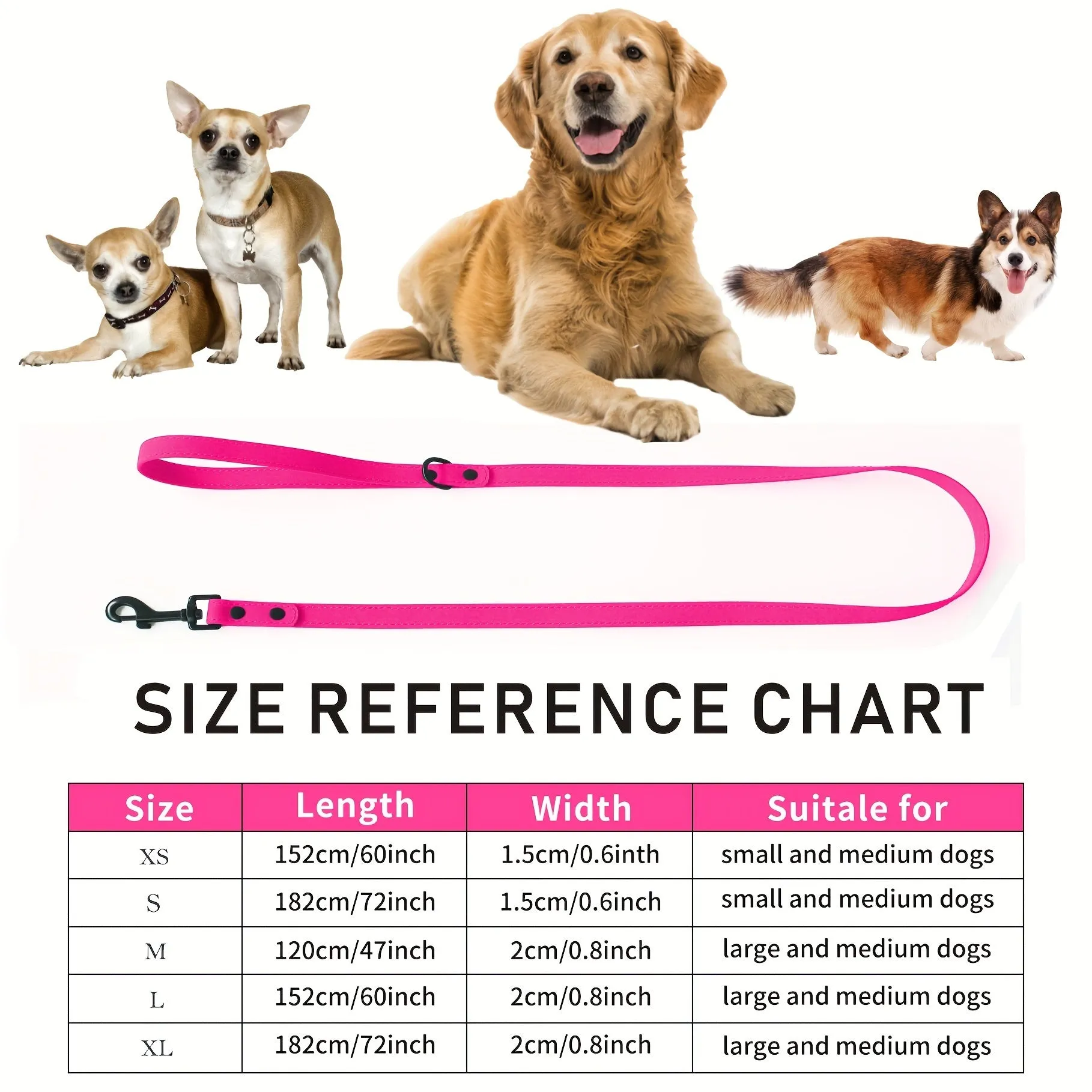 Durable Waterproof PVC Dog Leash - Easy to Clean, Durable Dog Walking Lead for Outdoor Adventures