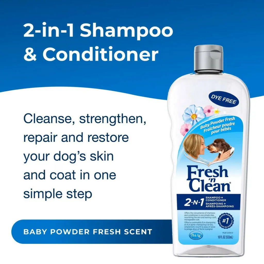 Fresh 'n Clean® 2-in-1 Conditioning Shampoo For Dogs- Baby Powder Scent (18 oz)
