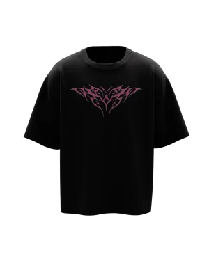 Grunge Magenta Unisex Black Oversized Tshirt