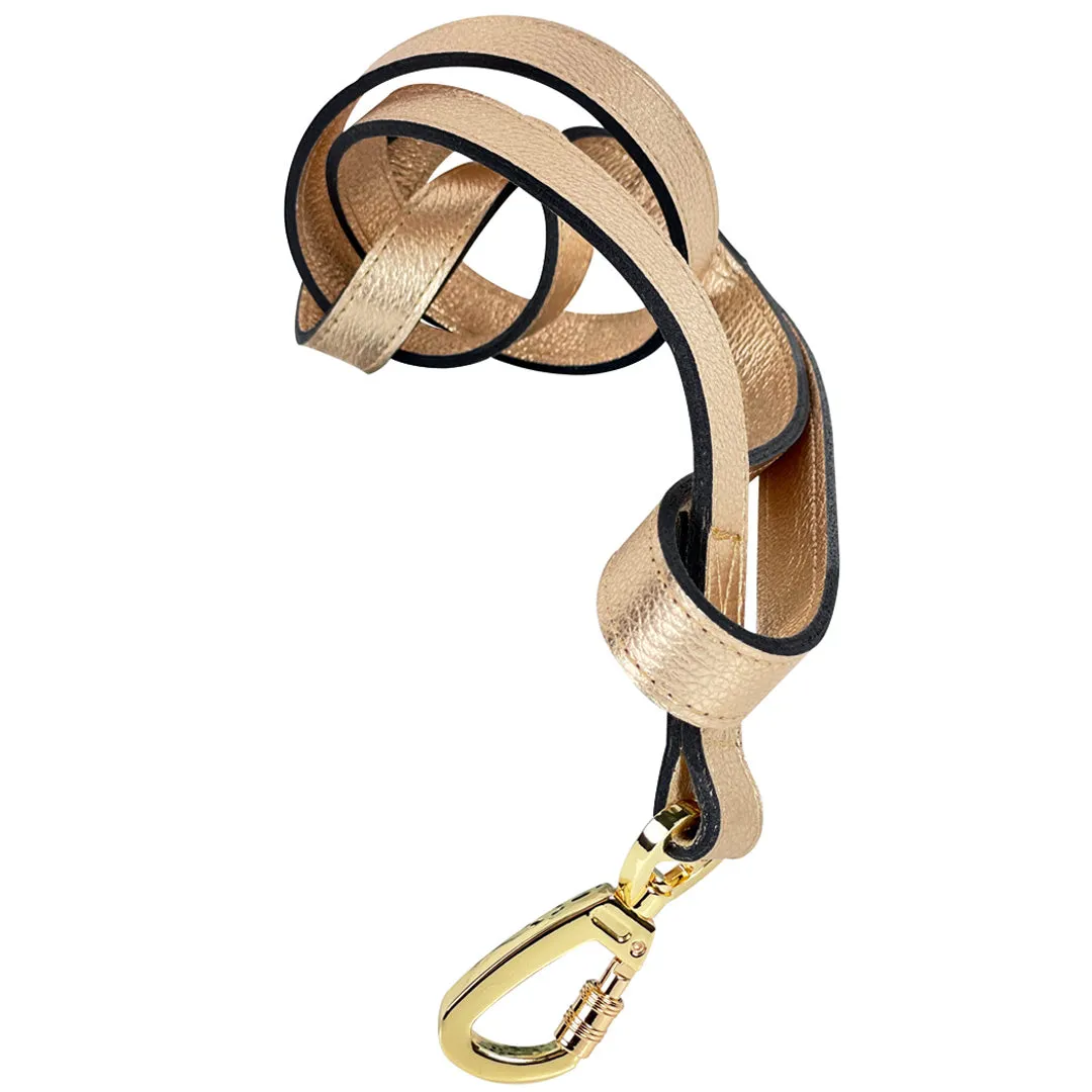 Imperial Dog Leash in Metallic Gold & Gold