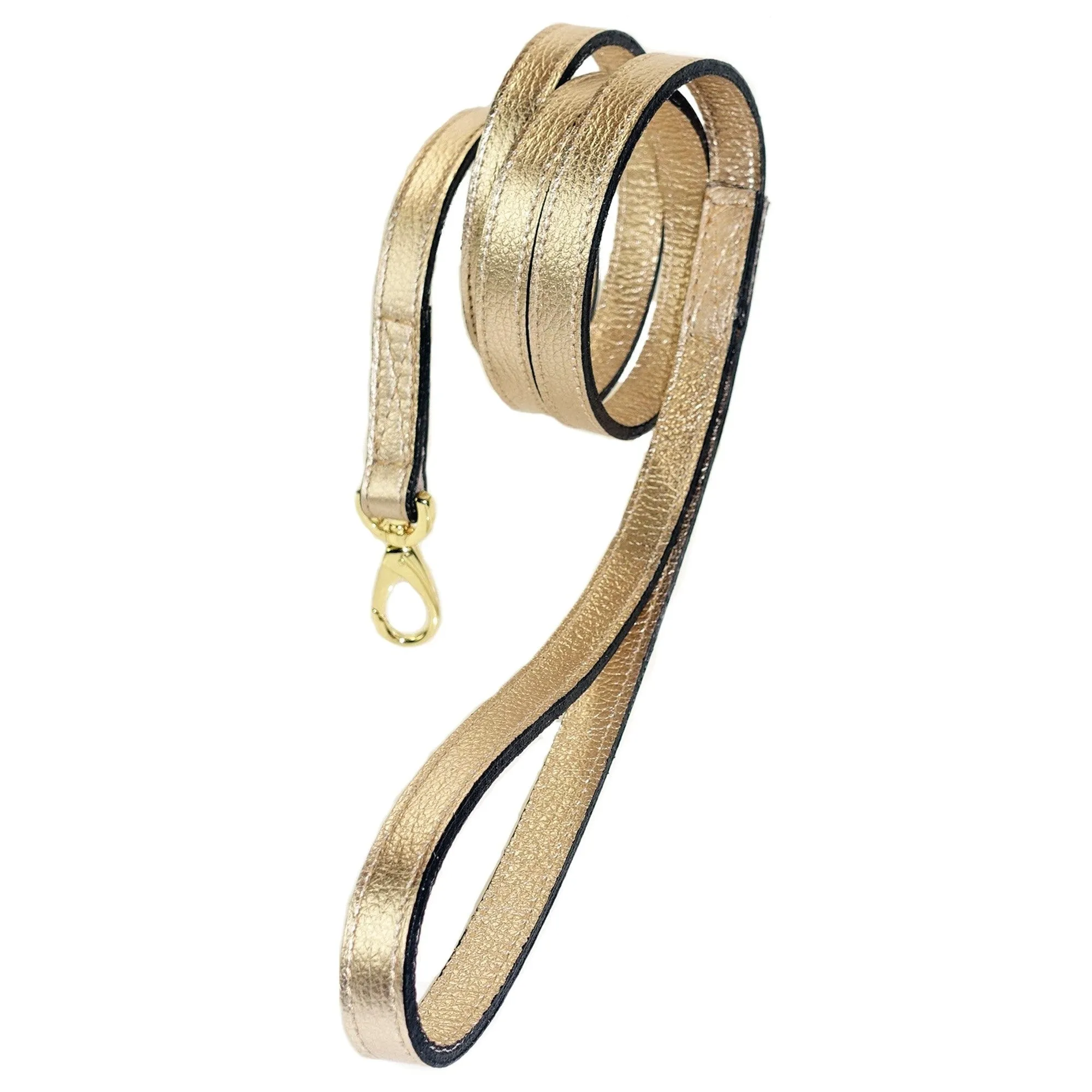 Imperial Dog Leash in Metallic Gold & Gold