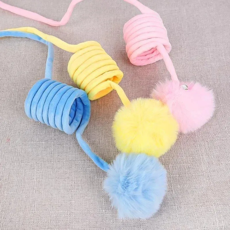 Interactive Cat Toy with Spring Rope and Plush Ball