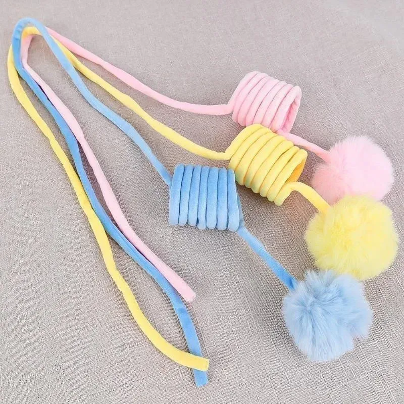 Interactive Cat Toy with Spring Rope and Plush Ball