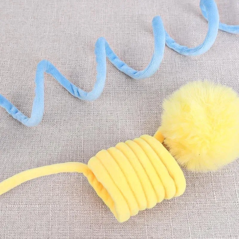 Interactive Cat Toy with Spring Rope and Plush Ball