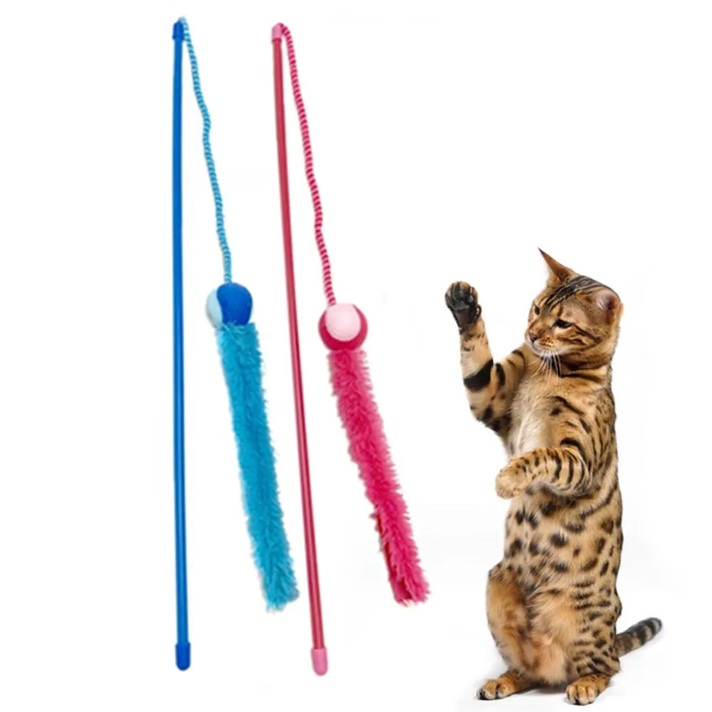 Kitten Toy Cat Wand Teaser Feather Bell Rod Fun Pet Toys Gift Interactive Play