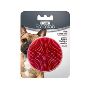 Le Salon Essentials Dog Round Rubber Grooming Brush, Red - 3in dia.
