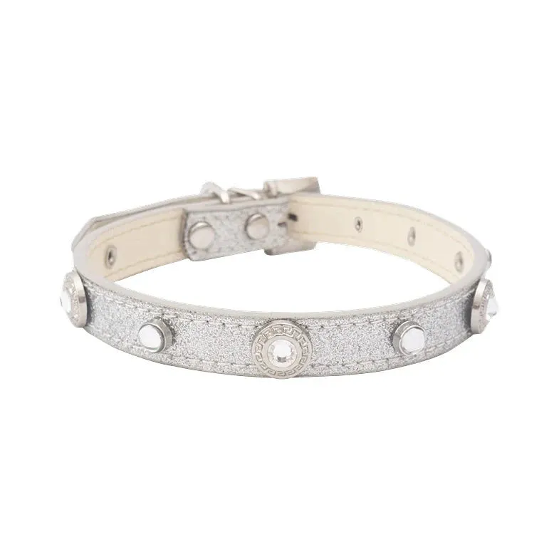 Luxury Adjustable PU Leather Cat and Dog Collar with Lucky Clover Charm