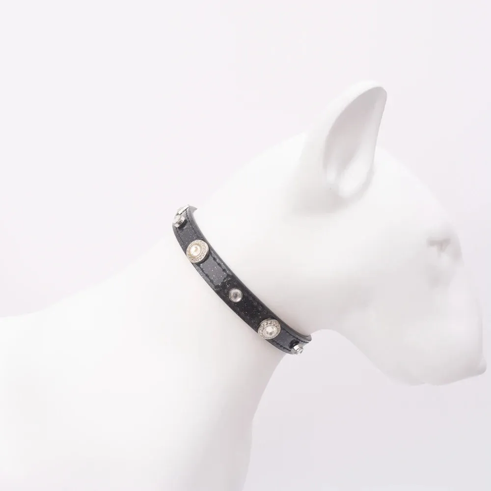 Luxury Adjustable PU Leather Cat and Dog Collar with Lucky Clover Charm