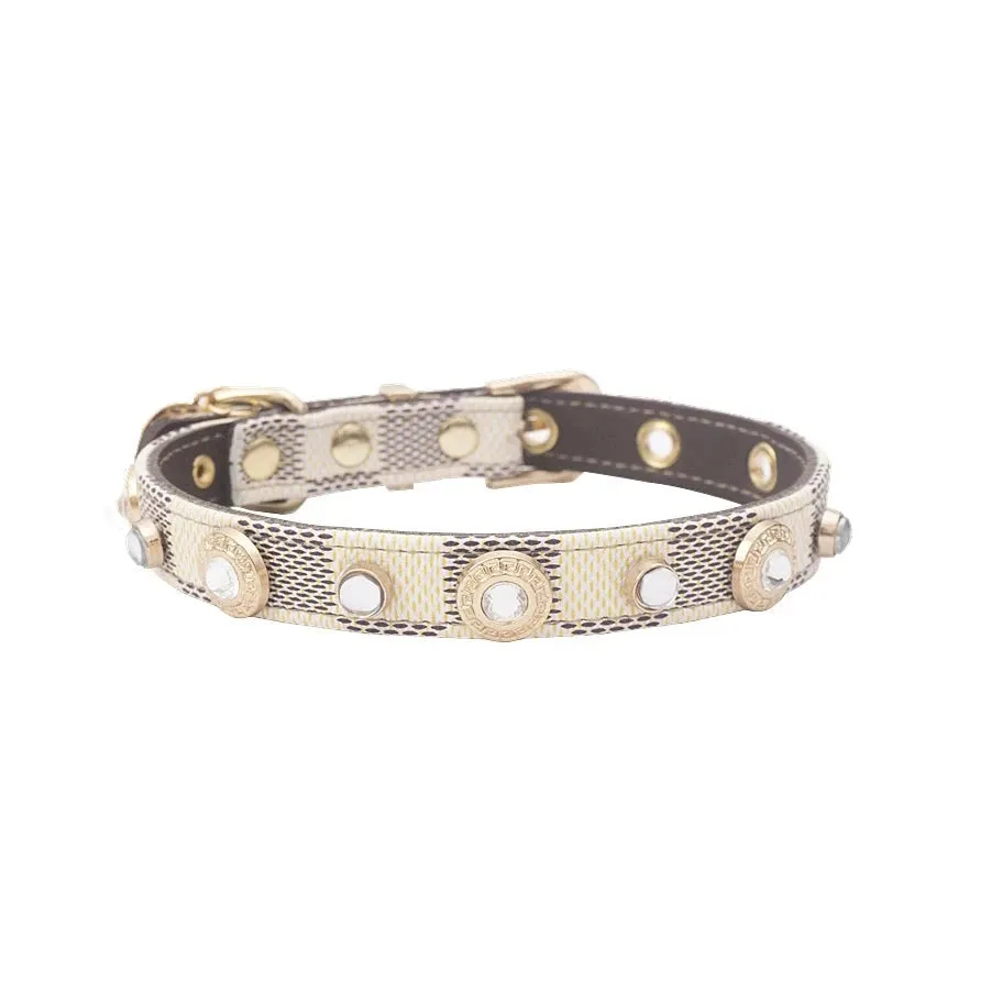 Luxury Adjustable PU Leather Cat and Dog Collar with Lucky Clover Charm