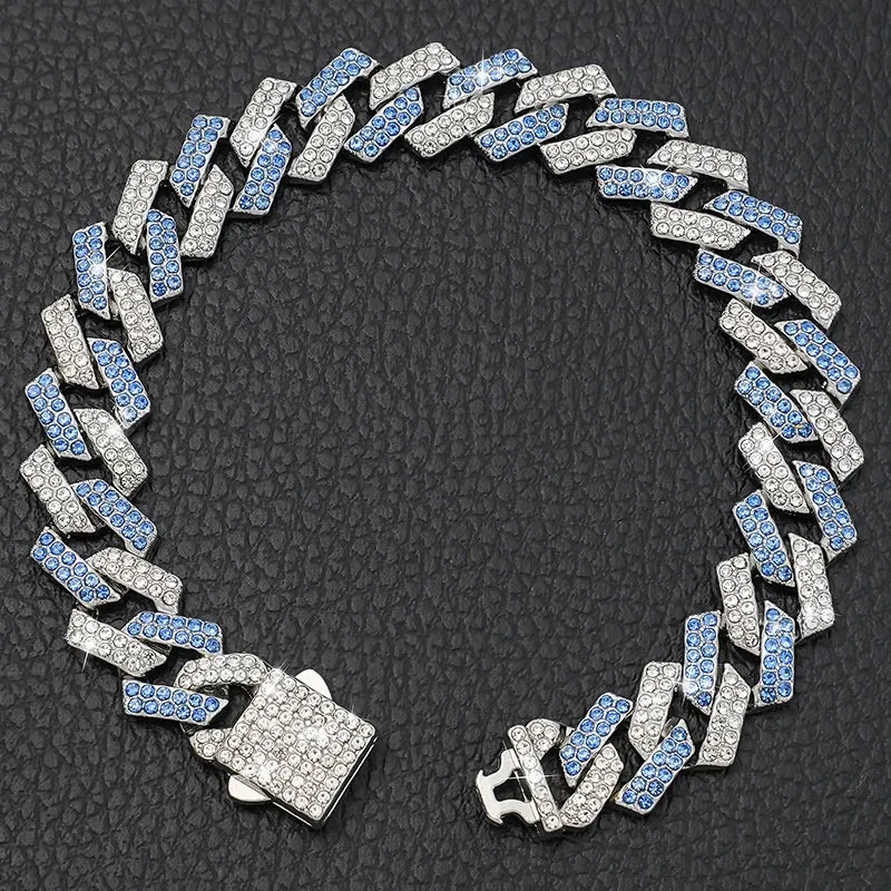 Luxury Bling Dog and Cat Collar - 15MM Cuban Chain with Zirconia Diamonds