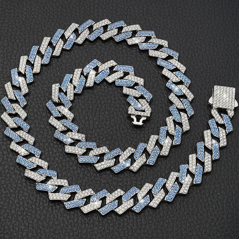 Luxury Bling Dog and Cat Collar - 15MM Cuban Chain with Zirconia Diamonds