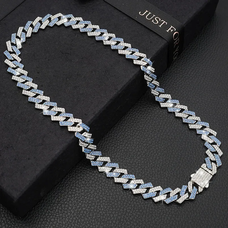 Luxury Bling Dog and Cat Collar - 15MM Cuban Chain with Zirconia Diamonds