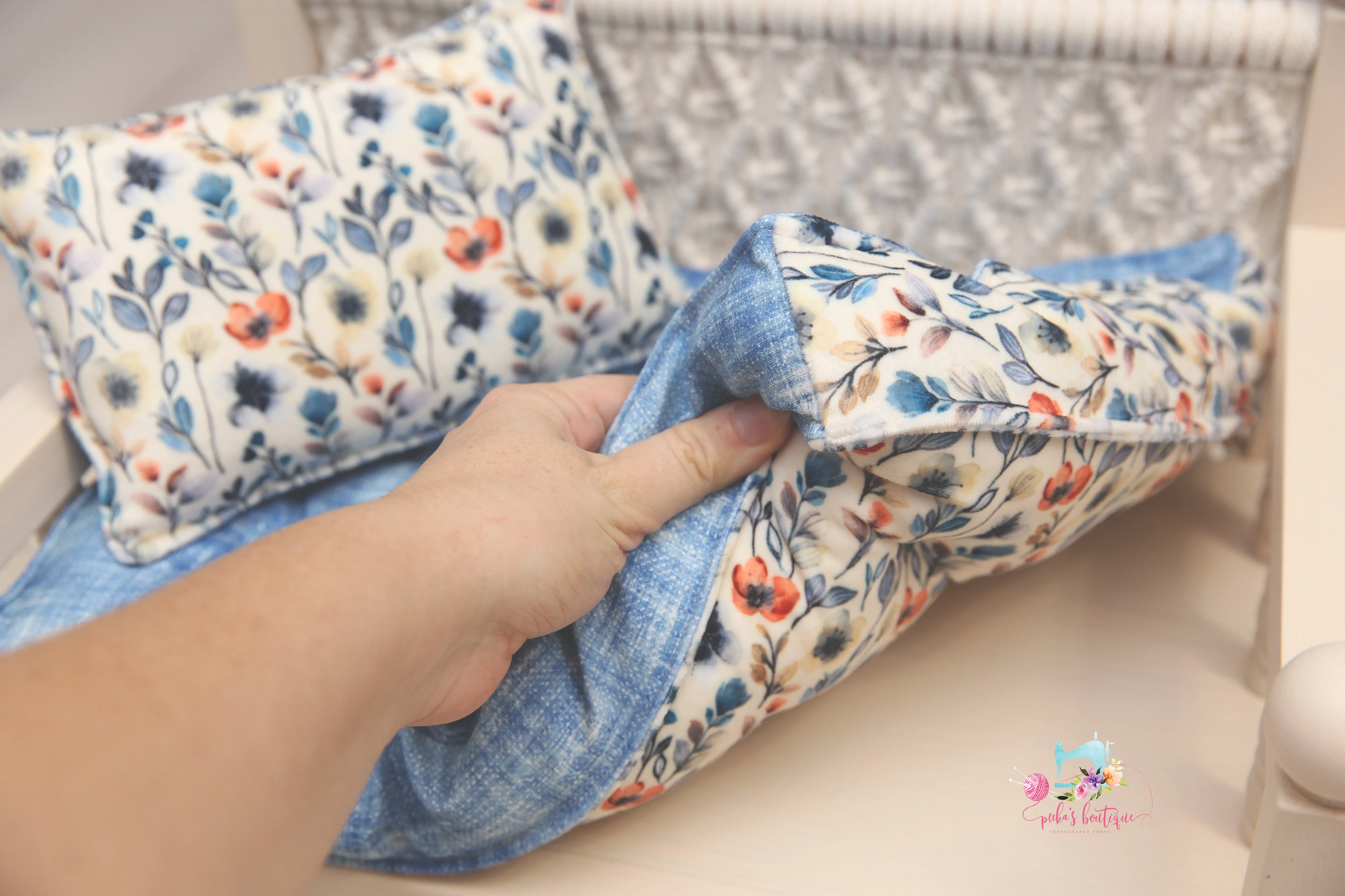 MADE TO ORDER- REVERSIBLE 2 Color Ripped Denim and Floral- NB Mattress