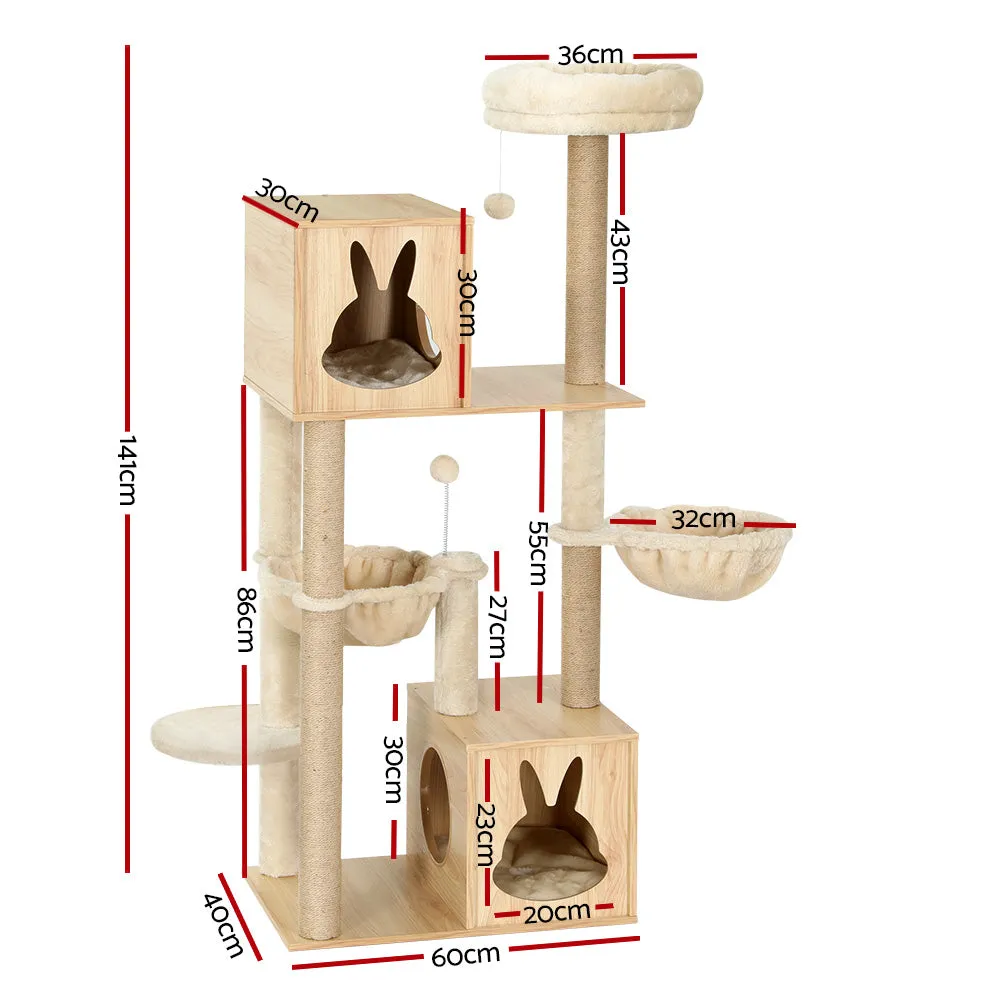 Medium Cat Tree with Sisal Posts & Plush Beds - i.Pet