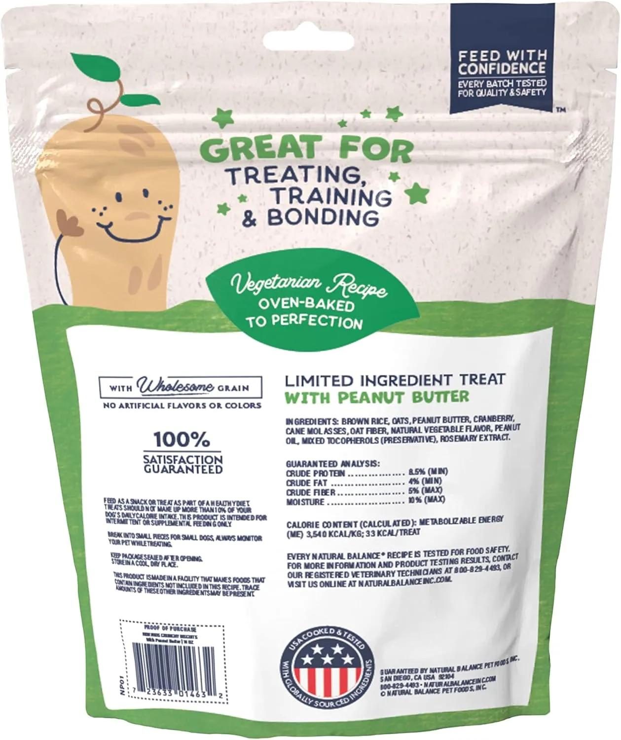 Natural Balance Rewards Crunchy Biscuits with Peanut Butter Dog Treats, 14-oz