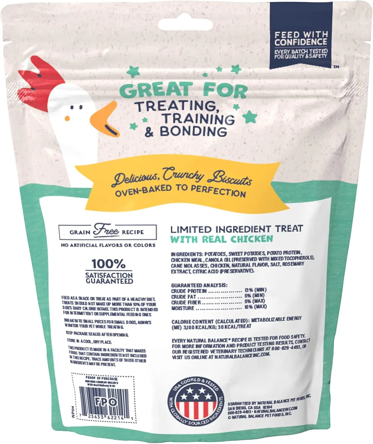 Natural Balance Rewards Crunchy Biscuits with Real Chicken Dog Treats, 14-oz