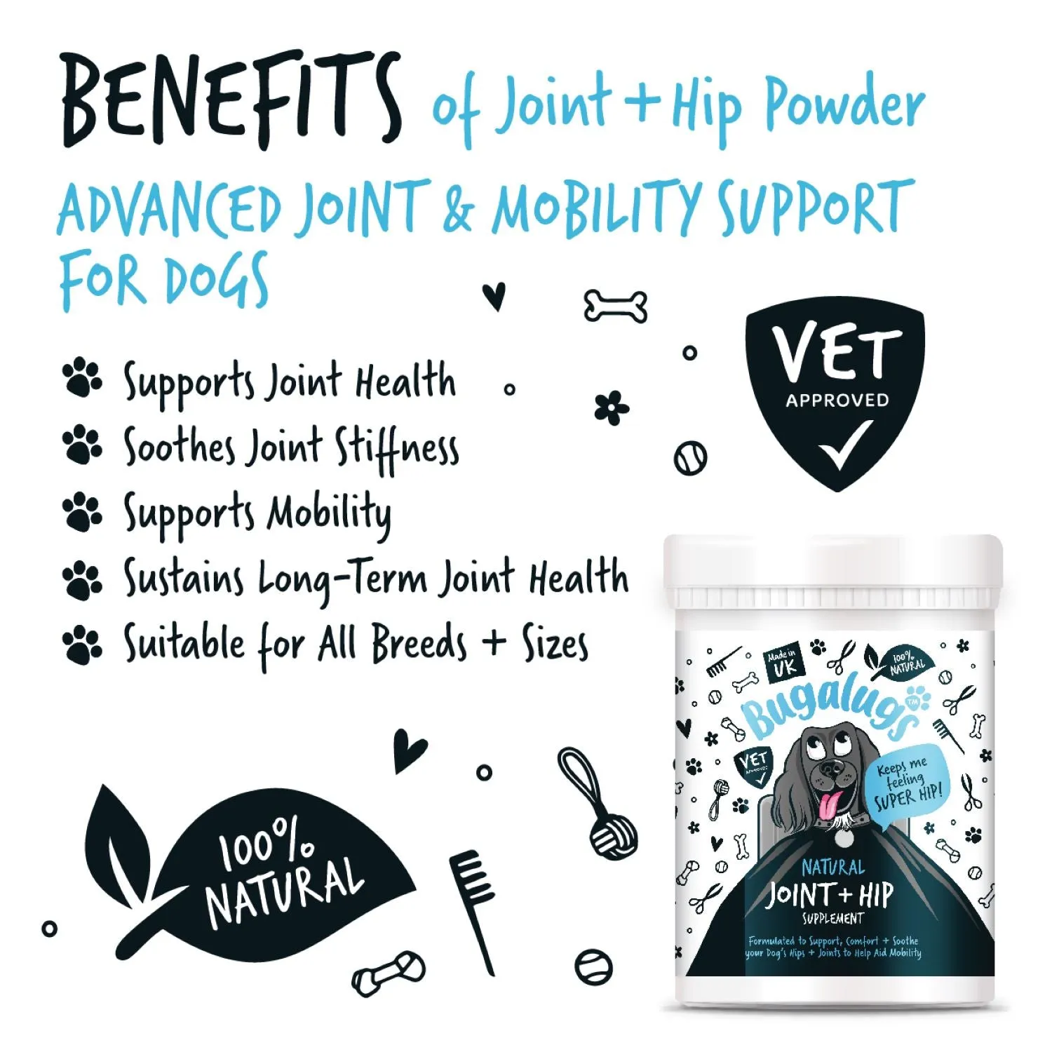Natural Joint & Hip Supplement Powder for Dogs (200g)