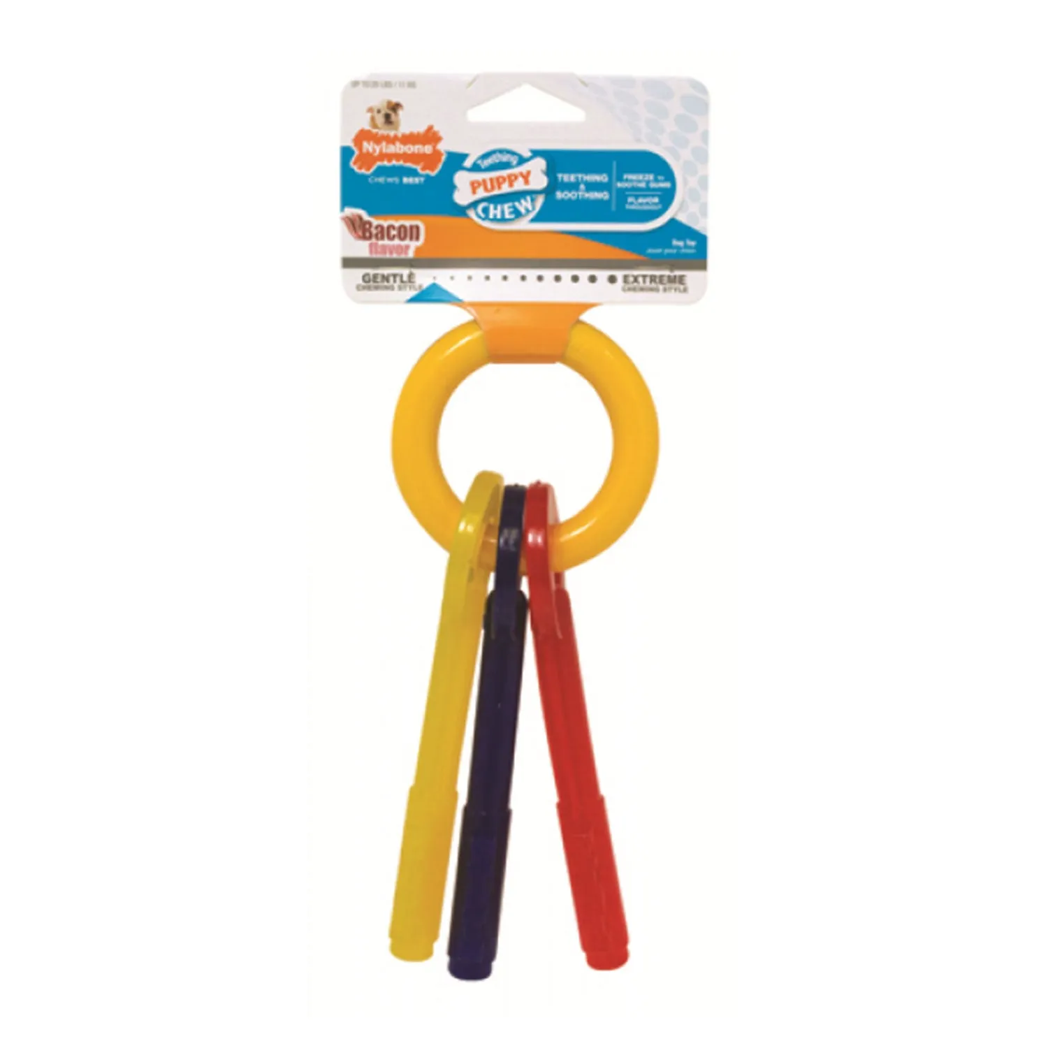 Nylabone Teething Puppy Chew Keys Bacon Flavour Dog Toy