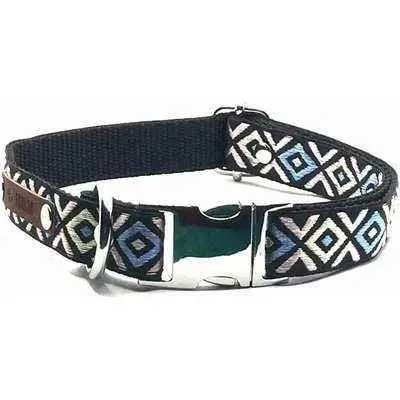 Personalised Cotton Dog Collar: Sapphire Elegance