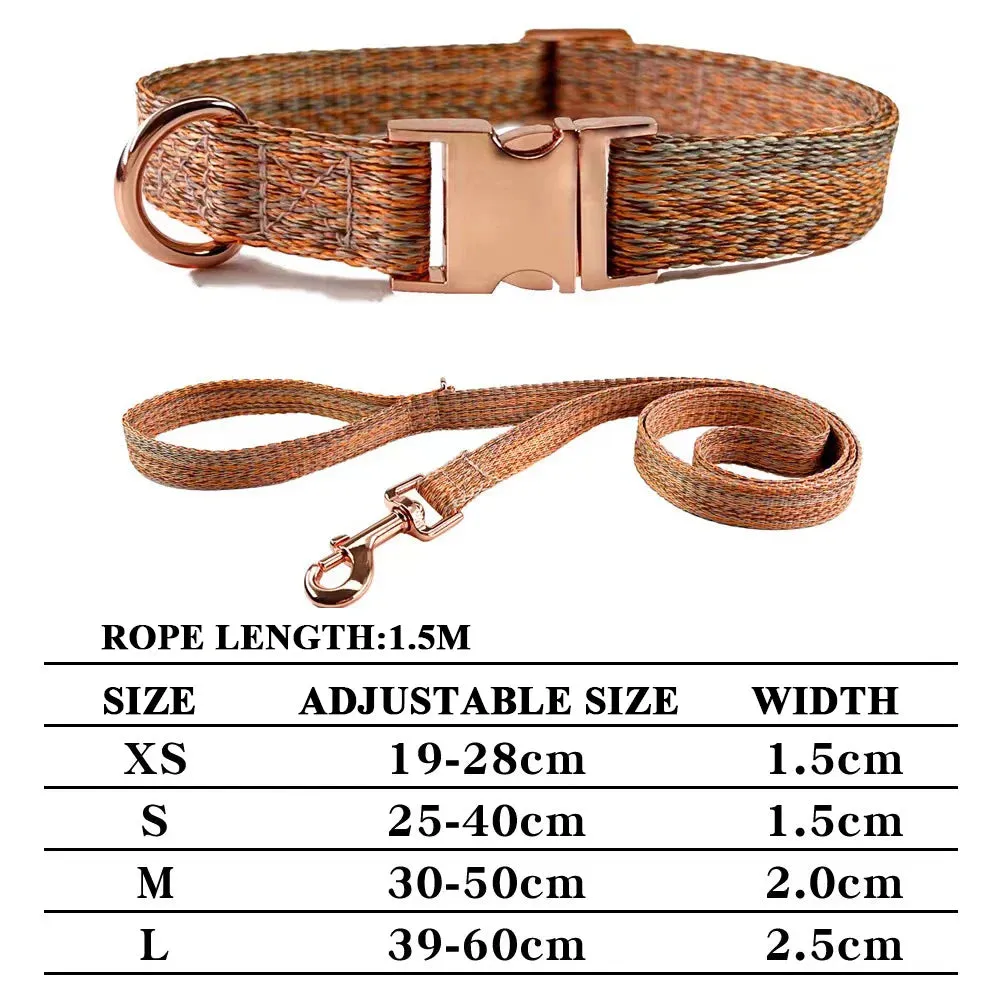 Personalized Dog Collar and Leash Set with Engraved Nameplate