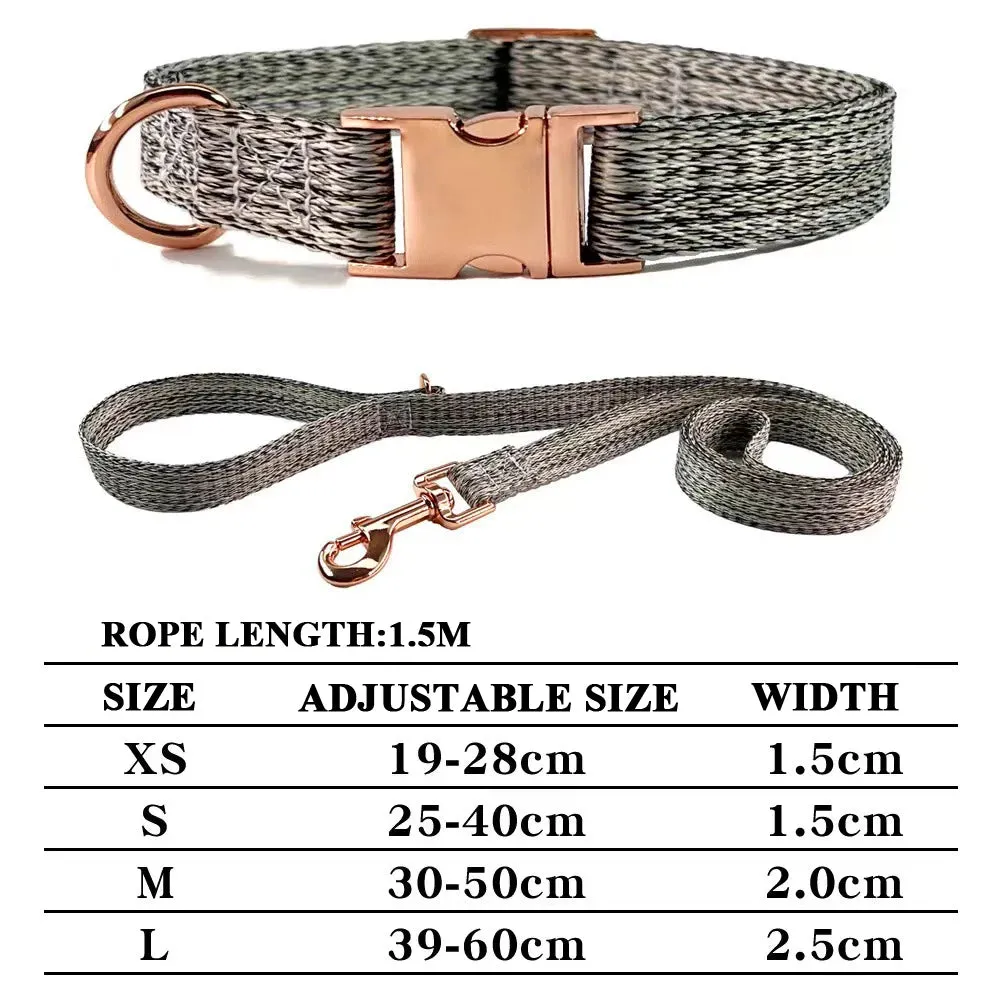 Personalized Dog Collar and Leash Set with Engraved Nameplate