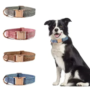 Personalized Dog Collar and Leash Set with Engraved Nameplate