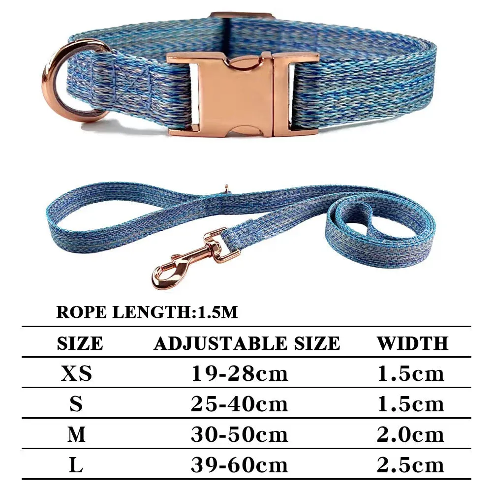 Personalized Dog Collar and Leash Set with Engraved Nameplate