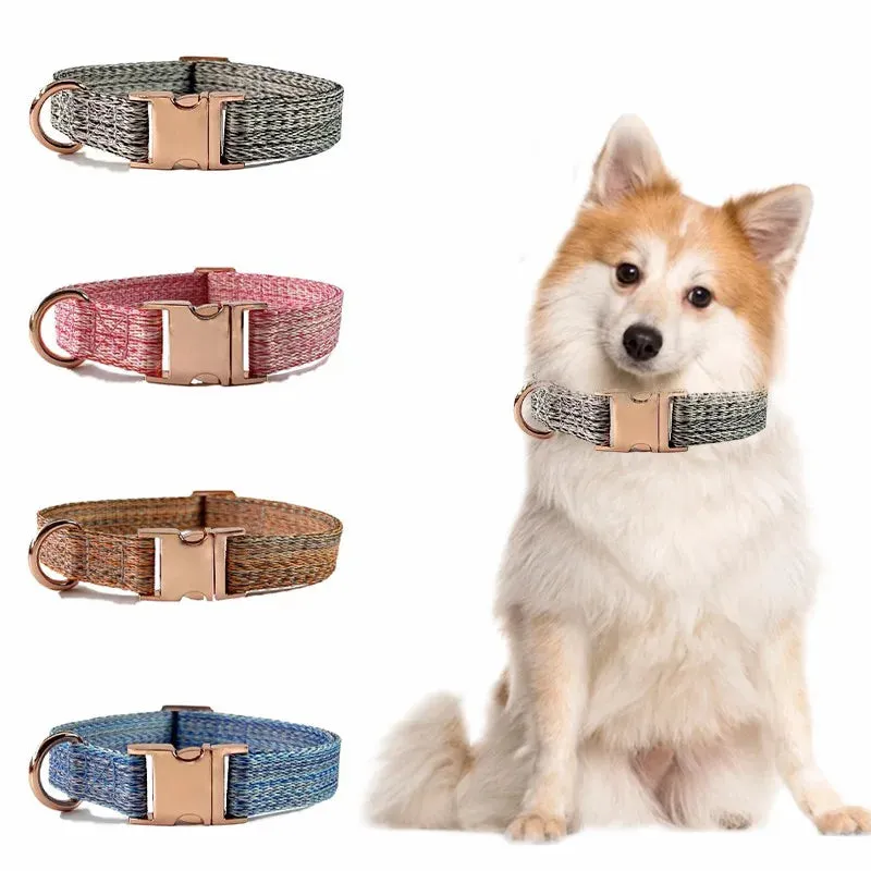 Personalized Dog Collar and Leash Set with Engraved Nameplate