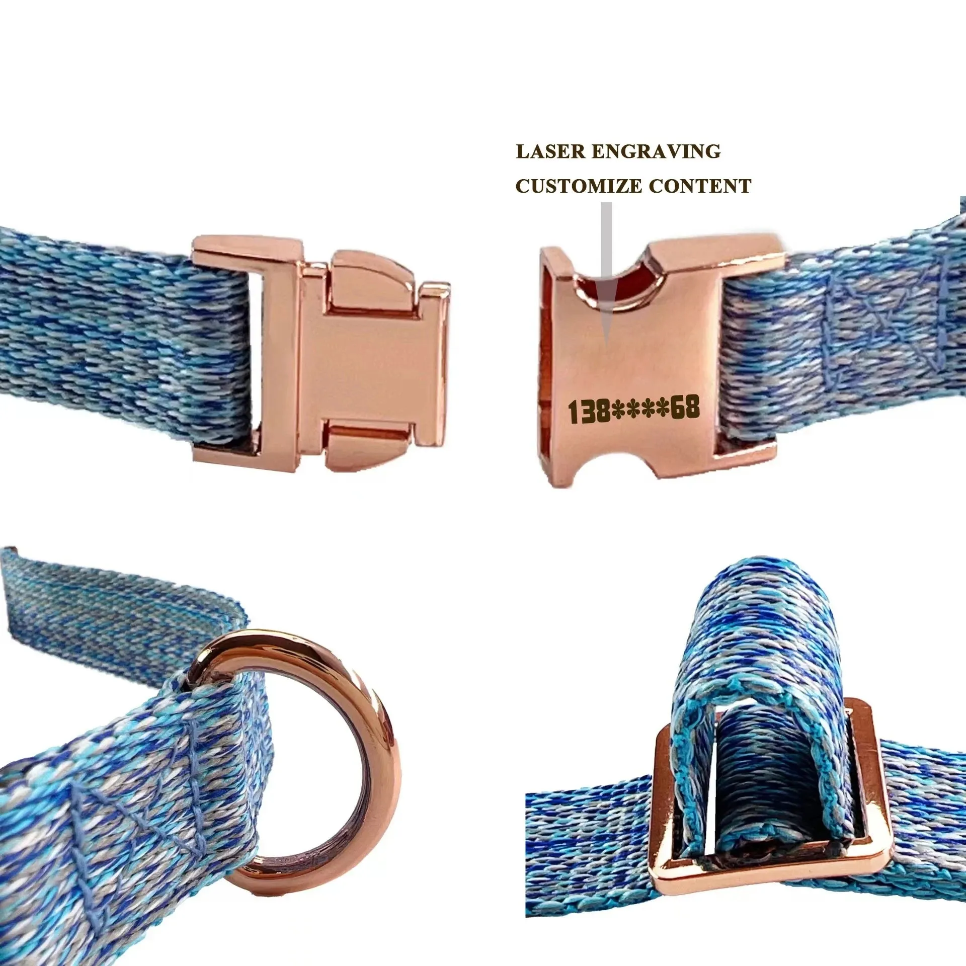 Personalized Dog Collar and Leash Set with Engraved Nameplate