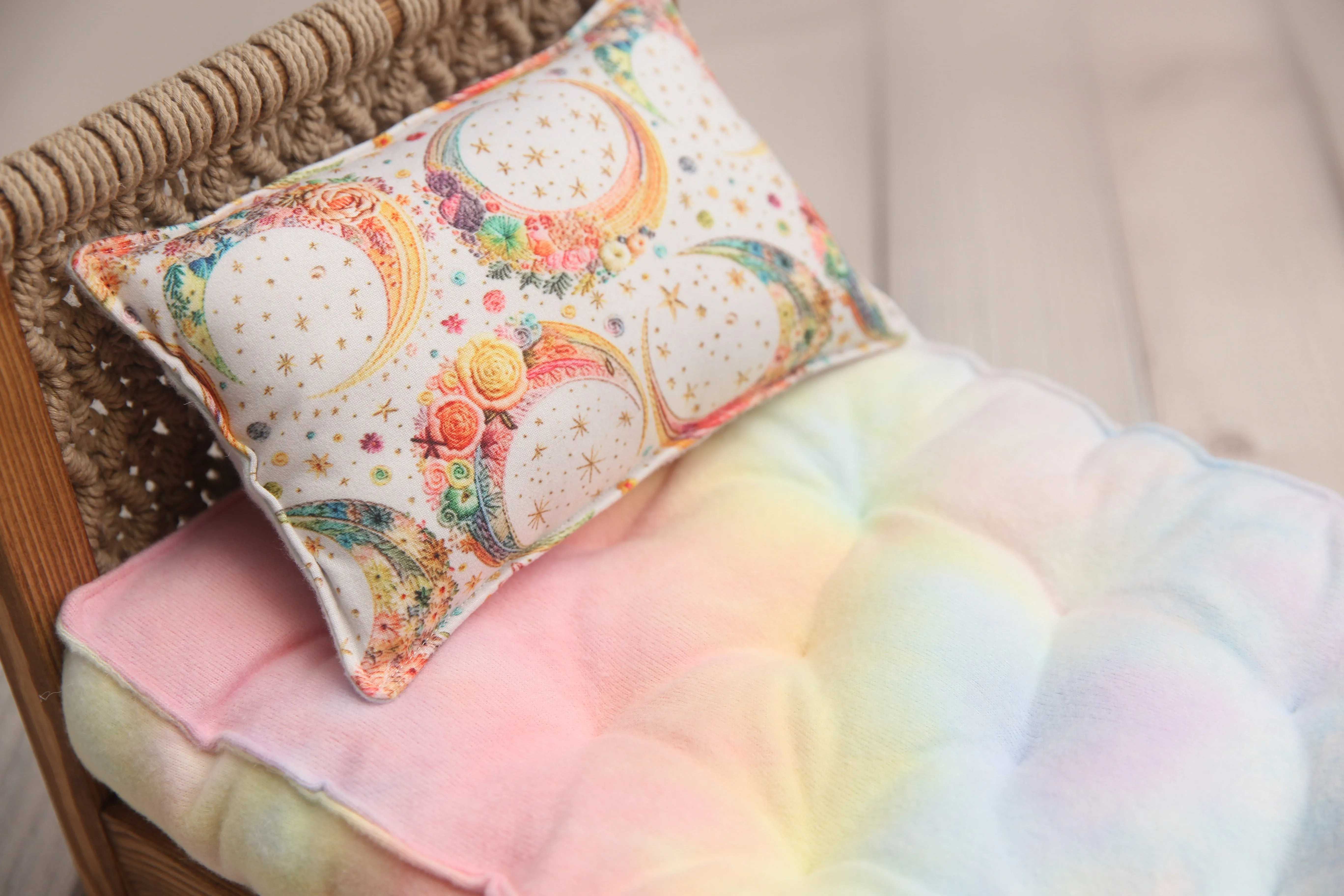 REVERSIBLE 2 Color Pastel Rainbow Moons- NB Mattress- MADE TO ORDER