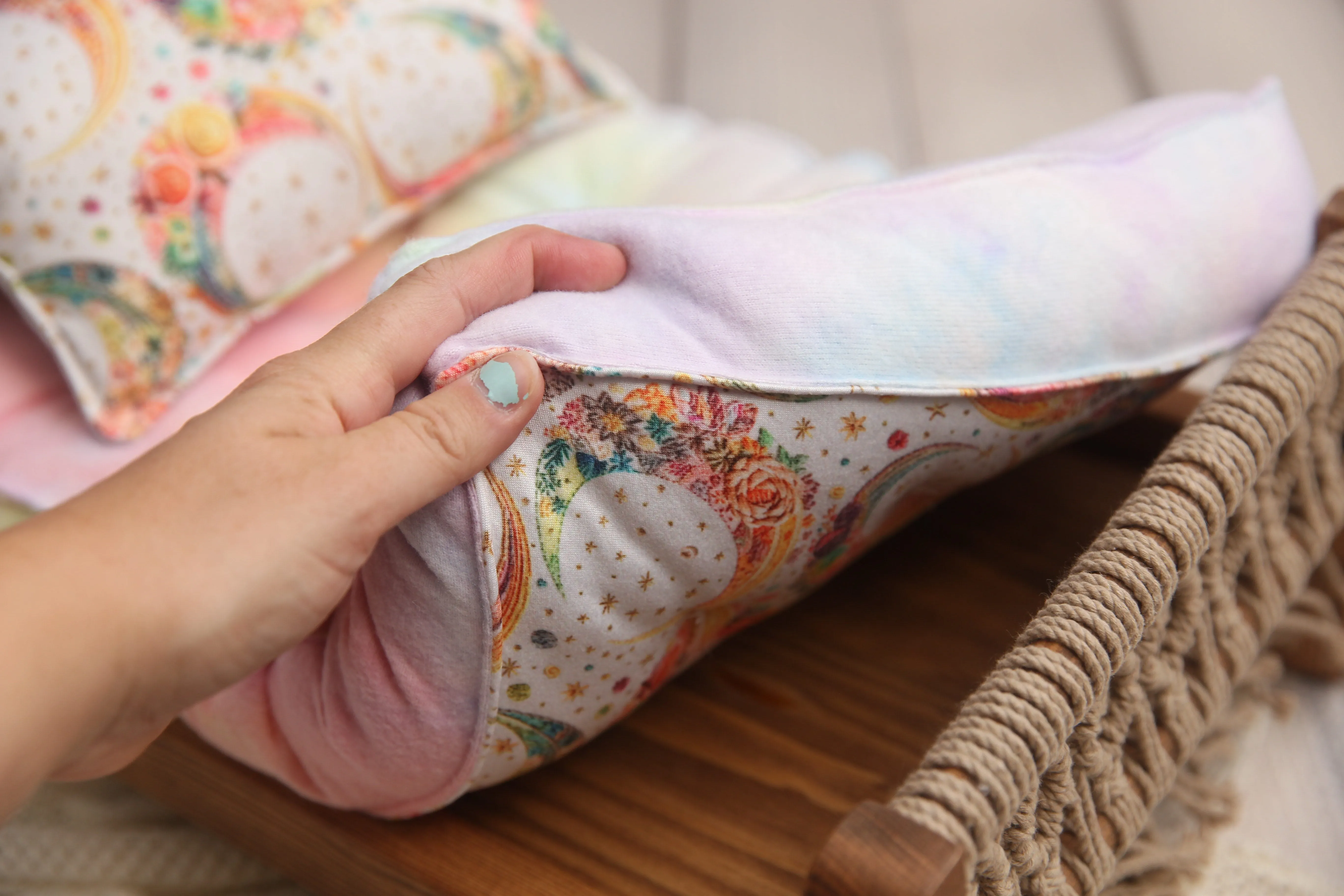 REVERSIBLE 2 Color Pastel Rainbow Moons- NB Mattress- MADE TO ORDER