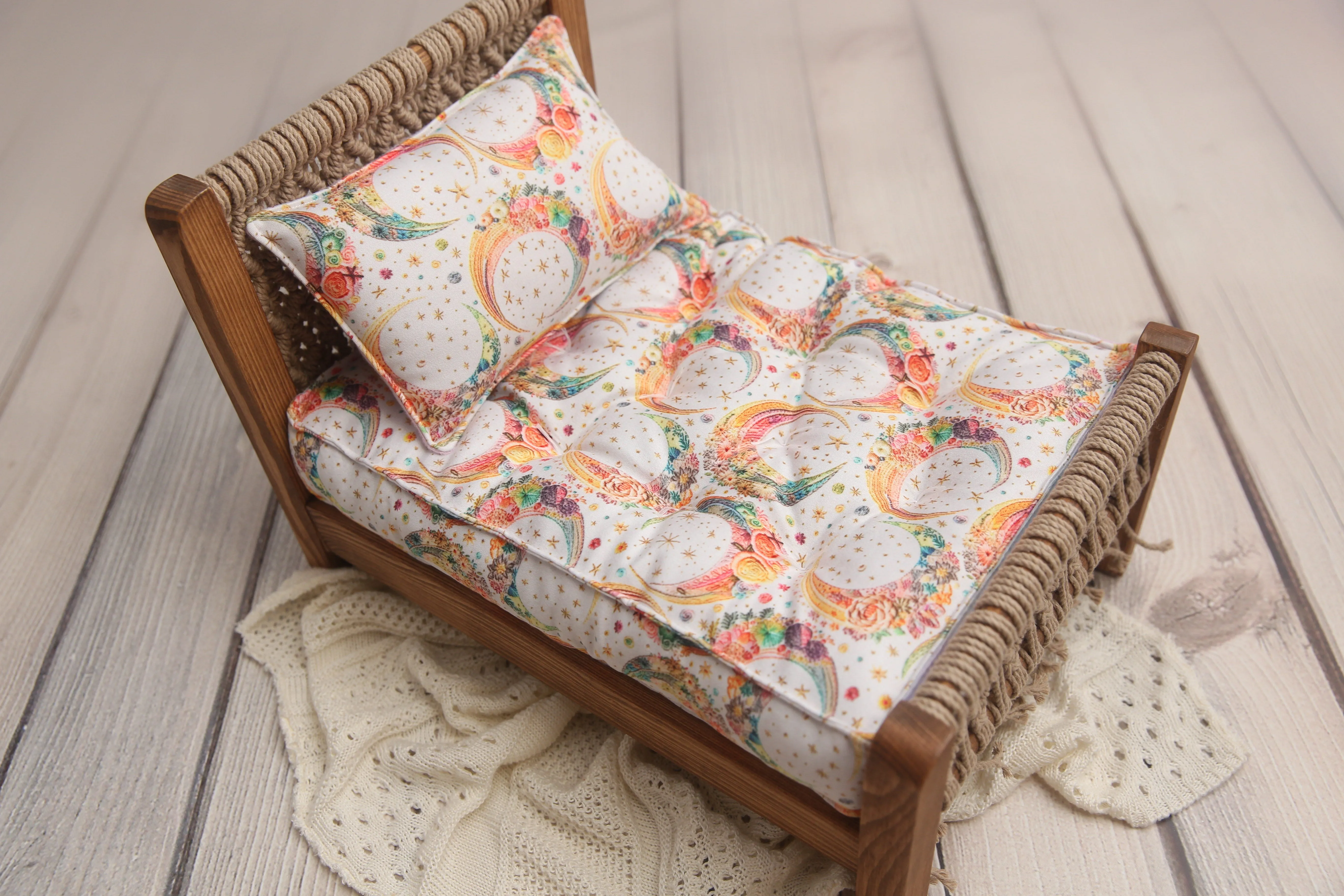 REVERSIBLE 2 Color Pastel Rainbow Moons- NB Mattress- MADE TO ORDER