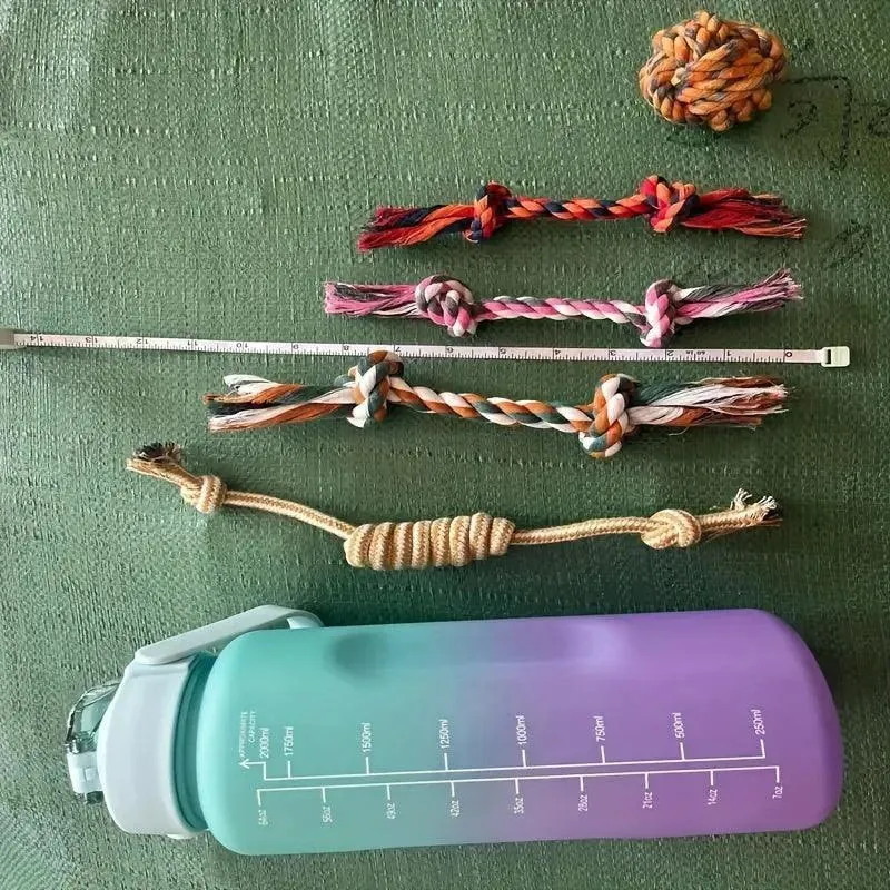 Set of 5 Dog Chew Toys - Teeth Cleaning, Interactive, Cotton Rope
